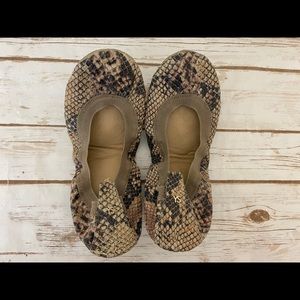 YOSI SAMRA Samara Faux Snake Print Ballet Flats